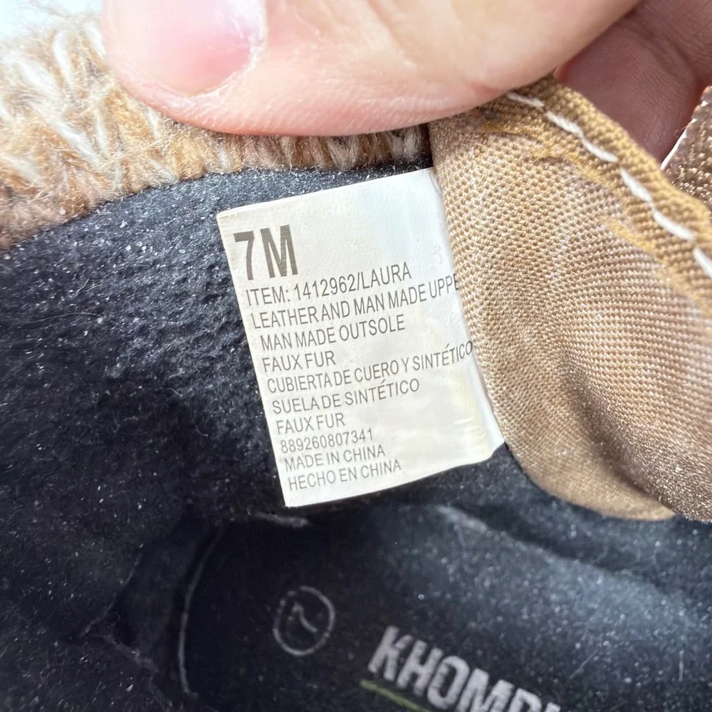 Khombu Laura Womens Size 7 Chestnut Suede Knit Ankle Boots Weather Rated Winter